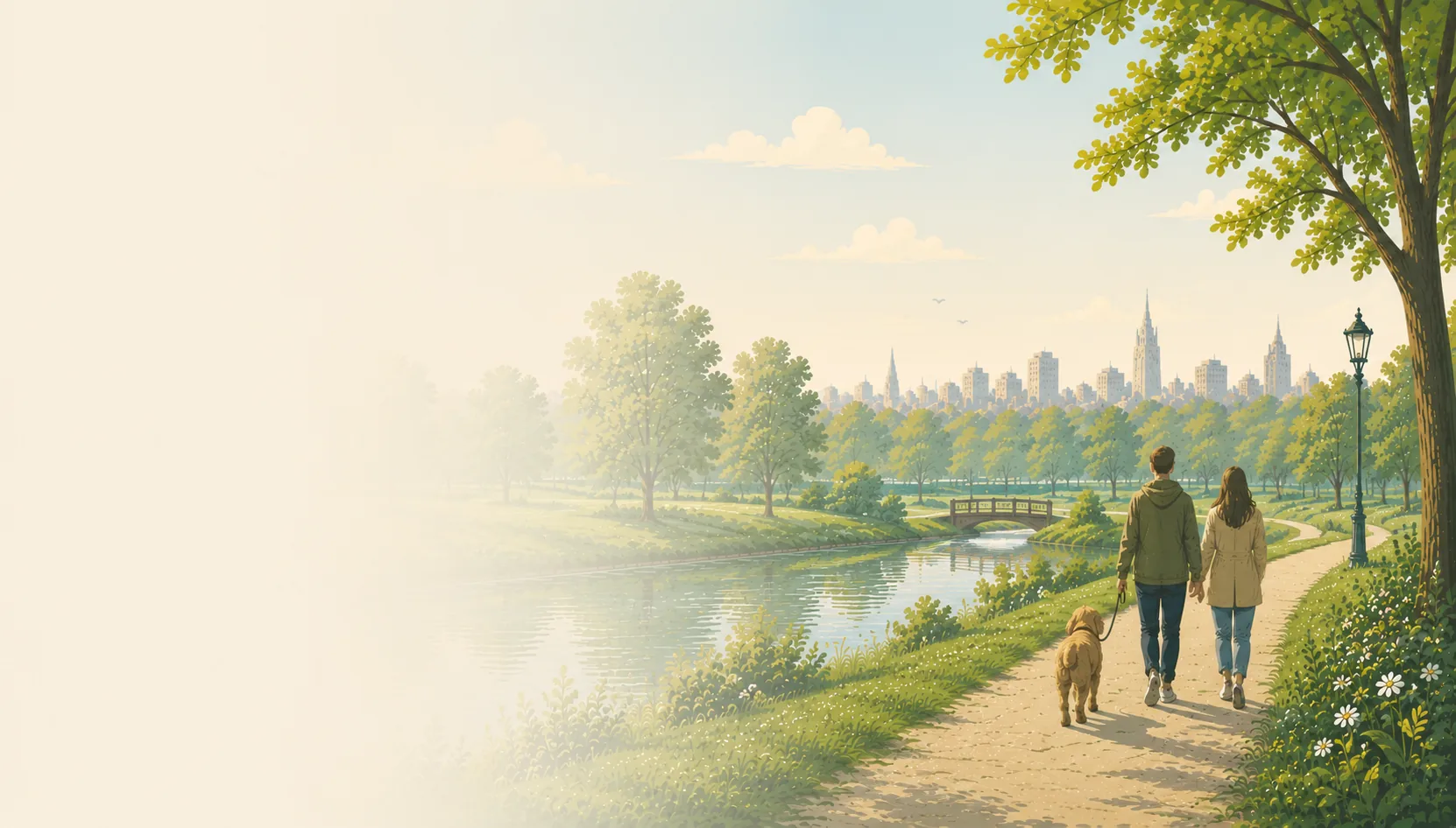Mountains and trees pathway background